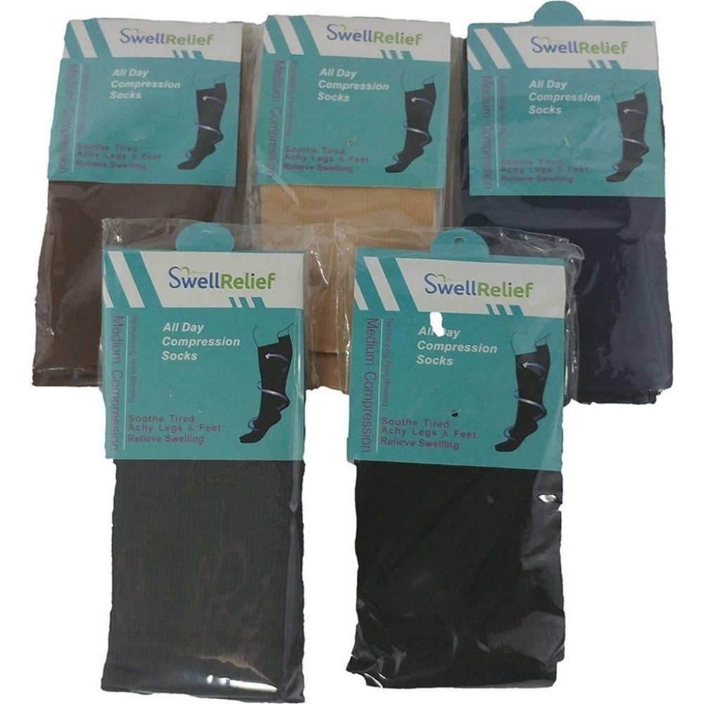 White Large/X-Large Ladies Compression Socks, One - Picture 6 of 8